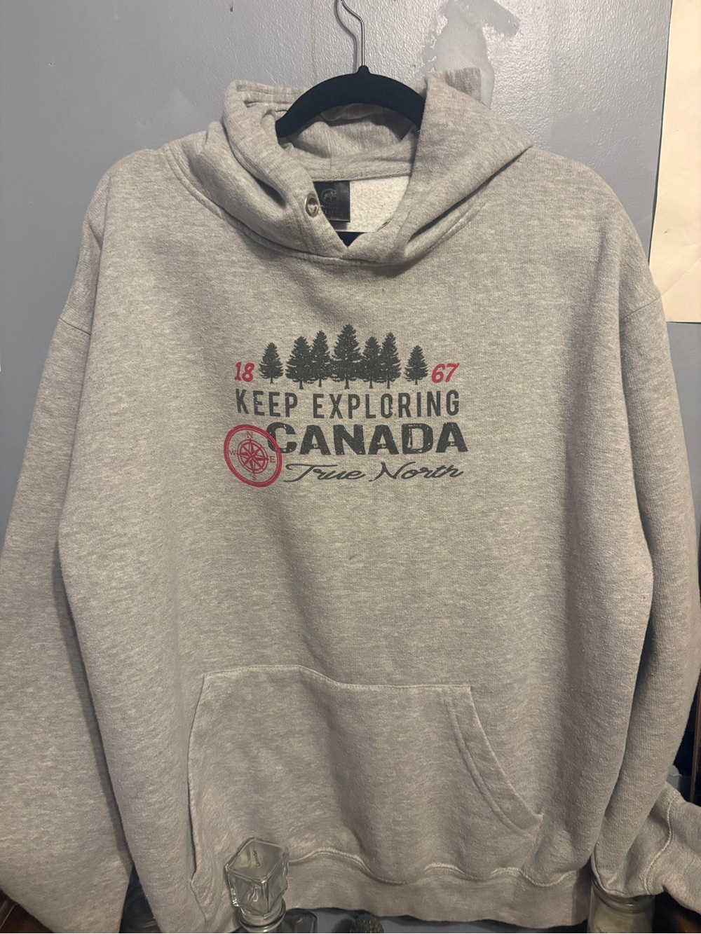 Keep Exploring Canada Gray Graphic Hoodie